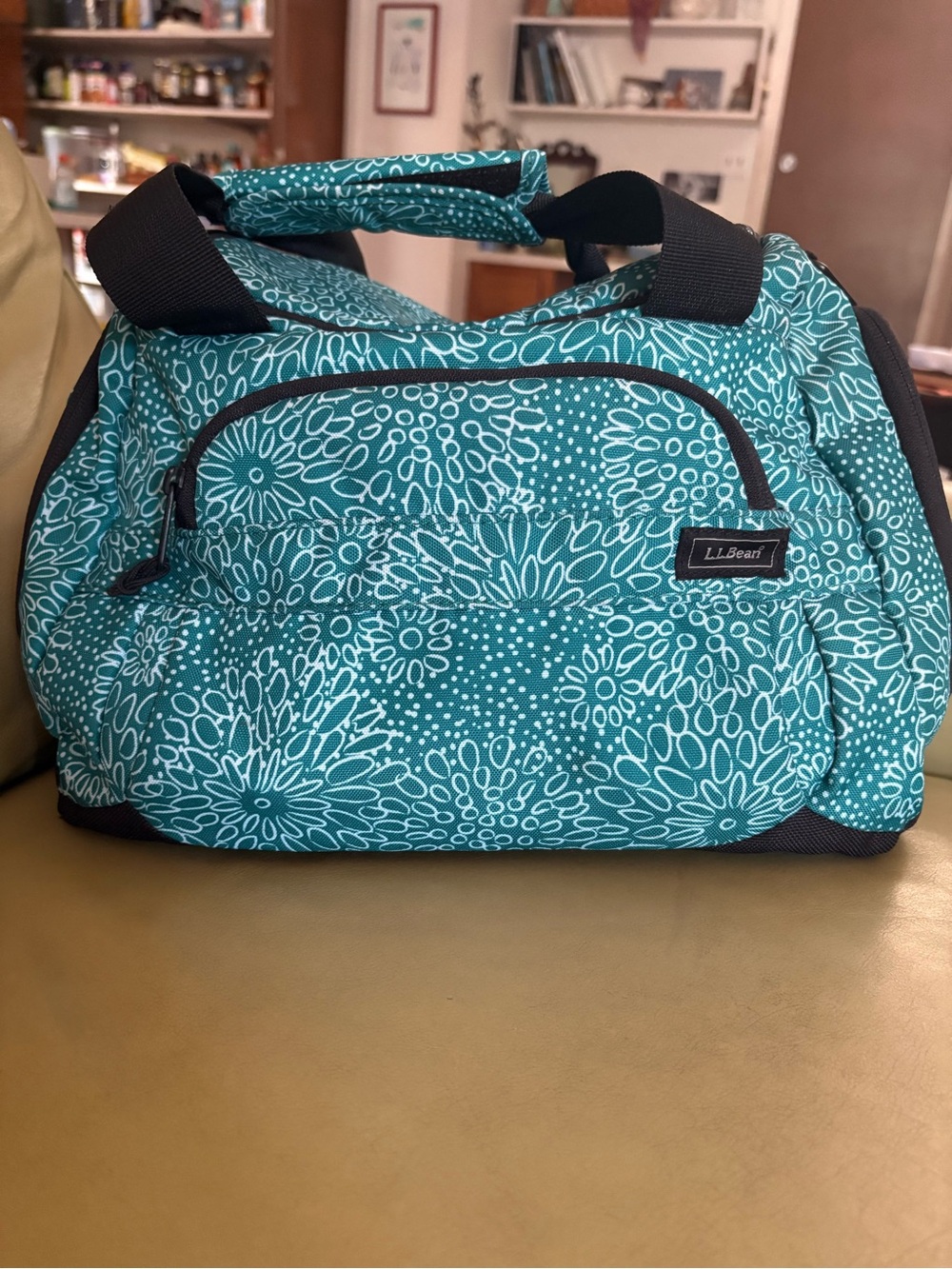 Vintage L.L. Bean Teal Floral mini Duffel Bag/lunch box